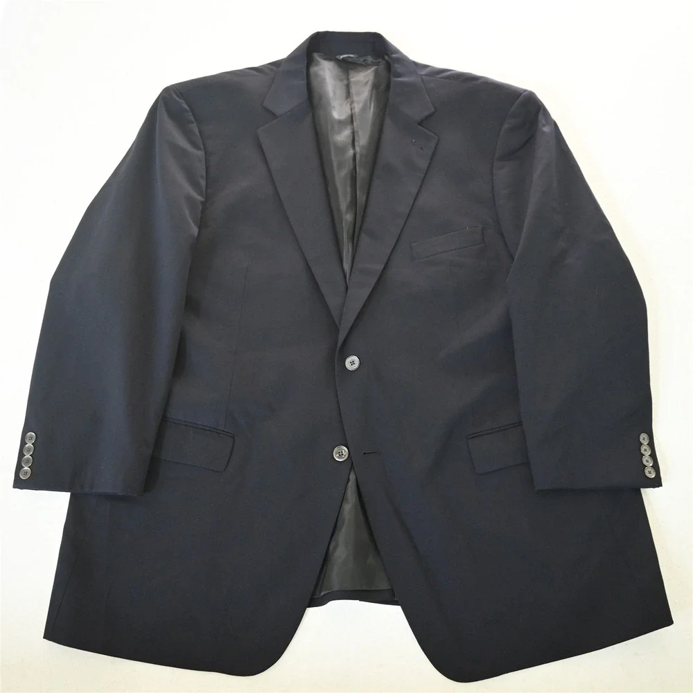GS 52R Navy Blue Silver Button Wool Mens Blazer‎ Suit Jacket Sport Coat